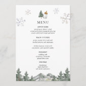 Bergdenen Winter Baby Shower Menu Kaarten (Voorkant)