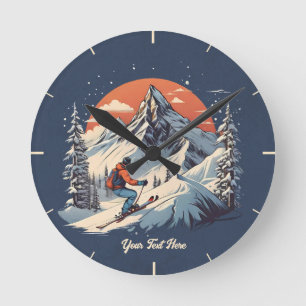  Bergdennen Skiën sinaasappel Zonsondergang Ronde Klok