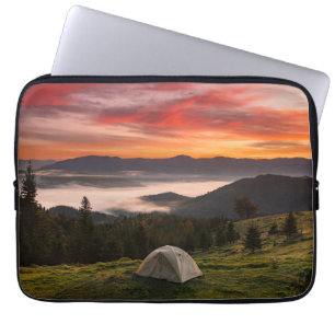 Bergen   Camping Foggy Sunrise Laptop Sleeve