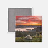Bergen | Camping Foggy Sunrise Magneet (Voorkant / Achterkant)