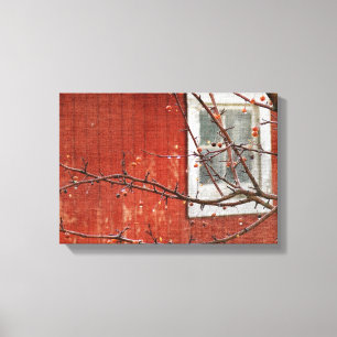 Bergen en Barn Canvas Afdruk