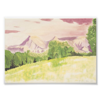 Bergen en Bomen Foto Afdruk