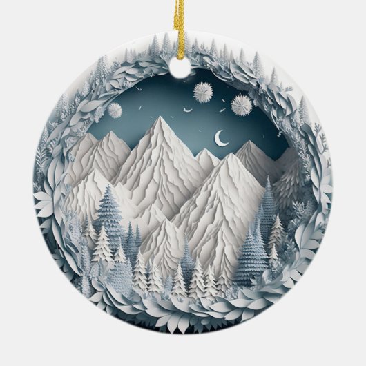 Bergen en Bomen Landschap Keramisch Ornament (Achterkant)