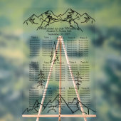 Bergen en bomen schetsen bruiloft zitkaart acryl bord (Neutraal)