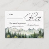 Bergen en dennen bruiloft RSVP Kaart (Voorkant)