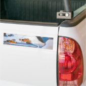 Bergen en huizen in het sneeuwlandschap bumpersticker (Op Truck)