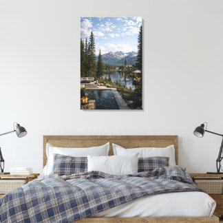 Bergen en meer canvas afdruk