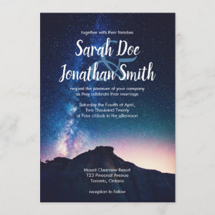 Bergen en Night Sky Wedding Invitation Kaart