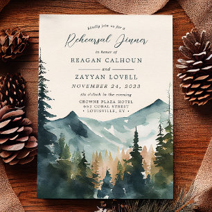 Bergen En Pijnbomen Calligrafie Oefenavondeten Kaart