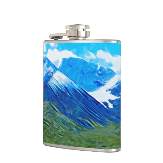 Bergen en Sky op Denali Alaska Abstract Heupfles (Links)