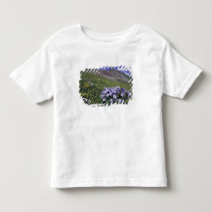 Bergen en wilde bloemen in alpiene weide, Blauw Kinder Shirts