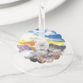 Bergen (fotomontage) 1 wijnglaslabel (Dichtbij)