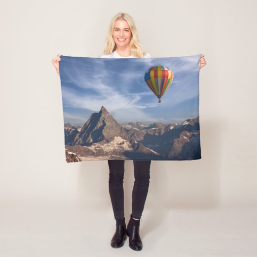 Bergen | Heet Air Ballon Matterhorn Swiss Alps Fleece Deken (In situ)