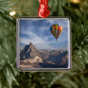 Bergen Heet Air Ballon Matterhorn Swiss Alps Metalen Ornament