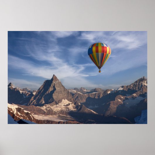 Bergen | Heet Air Ballon Matterhorn Swiss Alps Poster (Voorkant)