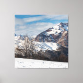 Bergen in de winter in Spanje, Canfranc Canvas Afdruk (Voorkant)