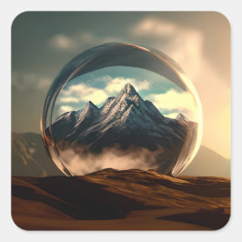 Bergen in een Bubble Wereldbol Vierkante Sticker