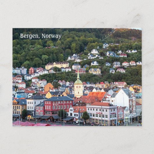 Bergen in Evening Sunlight, Noorwegen, Briefkaart (Voorkant)