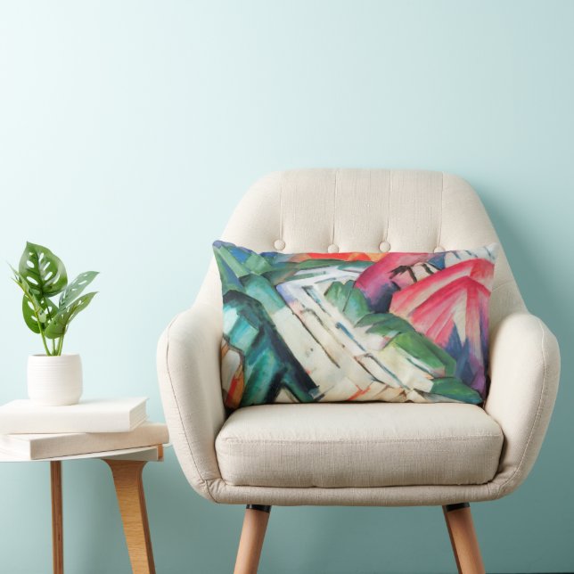 Bergen (landschap) van Franz Marc,  kunst Kussen (Stoel)