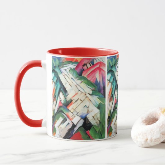 Bergen (landschap) van Franz Marc,  kunst Mok (Met donut)