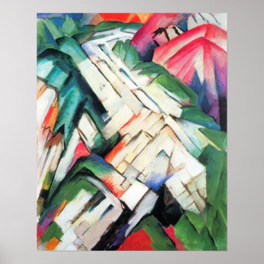 Bergen (landschap) van Franz Marc,  kunst Poster (Voorkant)