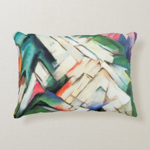 Bergen (Landschap) van Franz Marc, Vintage Kunst Decoratief Kussen