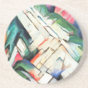 Bergen (Landschap) van Franz Marc, Vintage Kunst Zandsteen Onderzetter