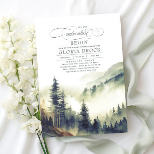 Bergen laten het avontuur beginnen Baby shower Kaart