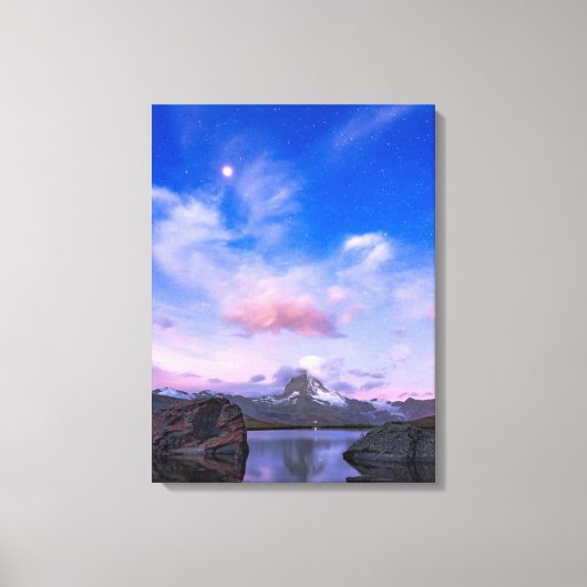 Bergen | Matterhorn & Lake Stellisee Canvas Afdruk (Voorkant)