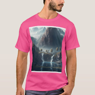Bergen met watervallen en Tress Wall Art Graph T-shirt