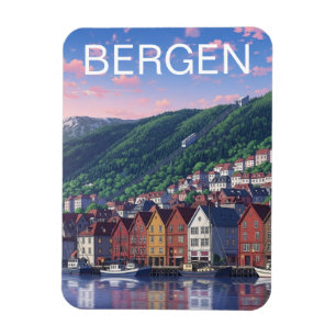 Bergen Noorwegen Ansichtkaart Magneet