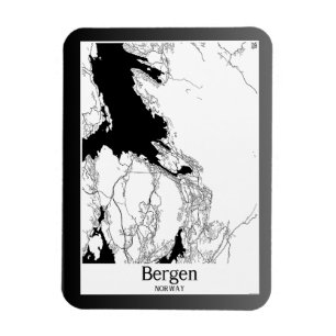 Bergen Noorwegen Moderne Stadkaart Magneet