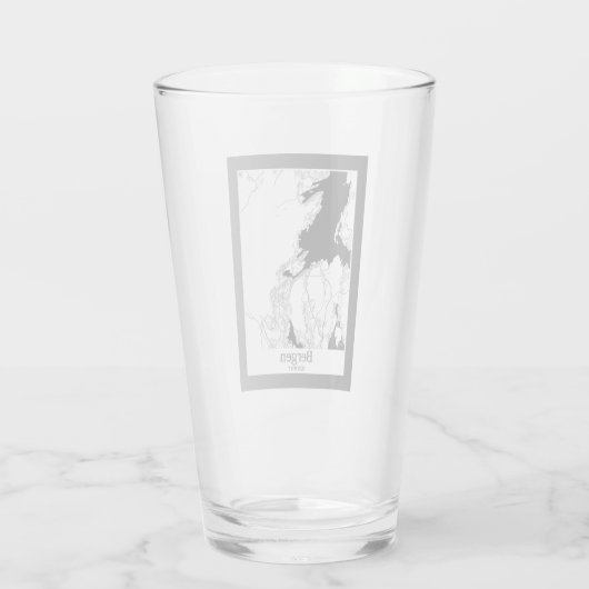 Bergen Noorwegen Moderne stadsplattegrond Glas (Achterkant)