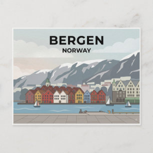 Bergen, Noorwegen reis ansichtkaart Briefkaart