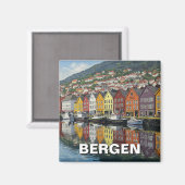 Bergen Noorwegen Reizen Magneet (Voorkant / Achterkant)