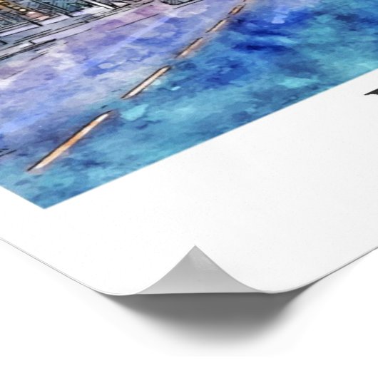 Bergen Noorwegen Reizen Waterverf Schets Hand gete Poster (Hoek)