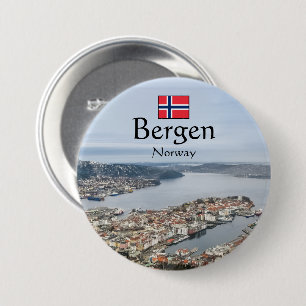 Bergen Noorwegen Ronde Button 7,6 Cm