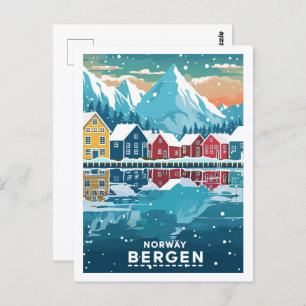 Bergen Noorwegen Vintage Beroemde reisplaats Briefkaart
