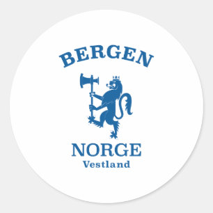 BERGEN Noorwegen Wapenmunt Ronde Sticker