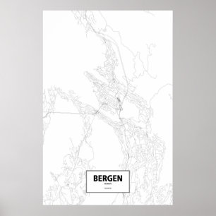 Bergen, Noorwegen (zwart op wit) Poster