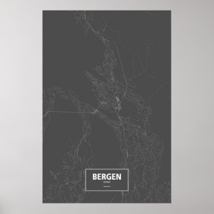 Bergen, Noorwegen (zwart wit) Poster