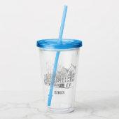 Bergen Norway Streetscape Beauful Line Drawing Acryl Drinkbeker (Achterkant)