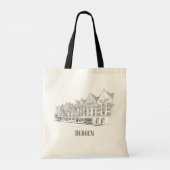 Bergen Norway Streetscape Beauful Line Drawing Tote Bag (Achterkant)