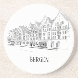 Bergen Norway Streetscape Beauful Line Zandsteen Onderzetter