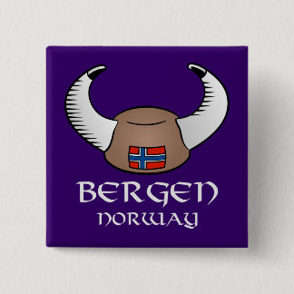 Bergen Norway Viking Pet Vierkante Button 5,1 Cm