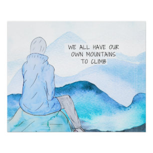Bergen om te beklimmen Waterverf Art Print Perfect Poster