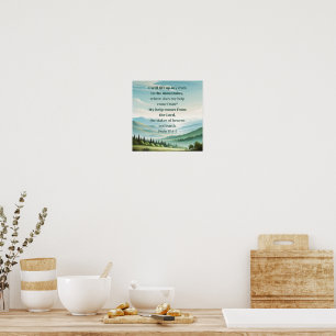 Bergen Psalm 121:1-2 Schriftgedeelte Ik hef mijn o Poster