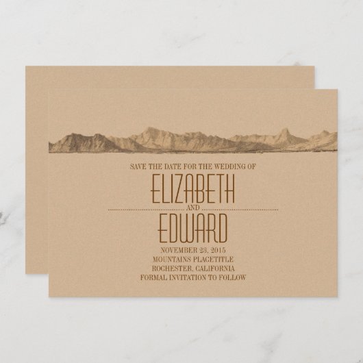 Bergen slaan de datumkaarten op save the date (Voorkant / Achterkant)