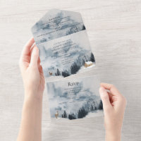 Bergen, sneeuw, bos, Cabin Wedding |