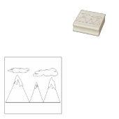 Bergen Sneeuwwolken Winterlijn Art Illustratie Rubberstempel (Gestempeld)